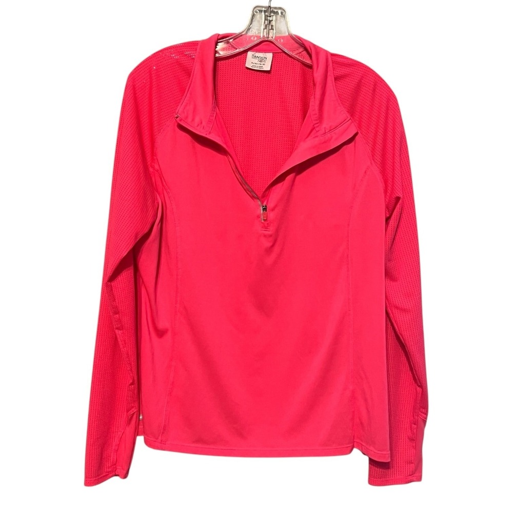 Danskin Now Hot Pink Quarter Zip Athletic Running Pullover Mesh XL 16‎ 18
